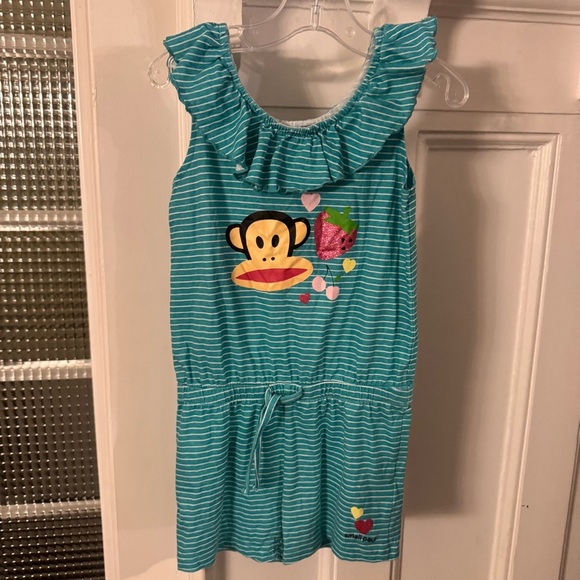 Small Paul Girls One Piece Romper Green With White Stripes Size 4T NWOT - Picture 2 of 13
